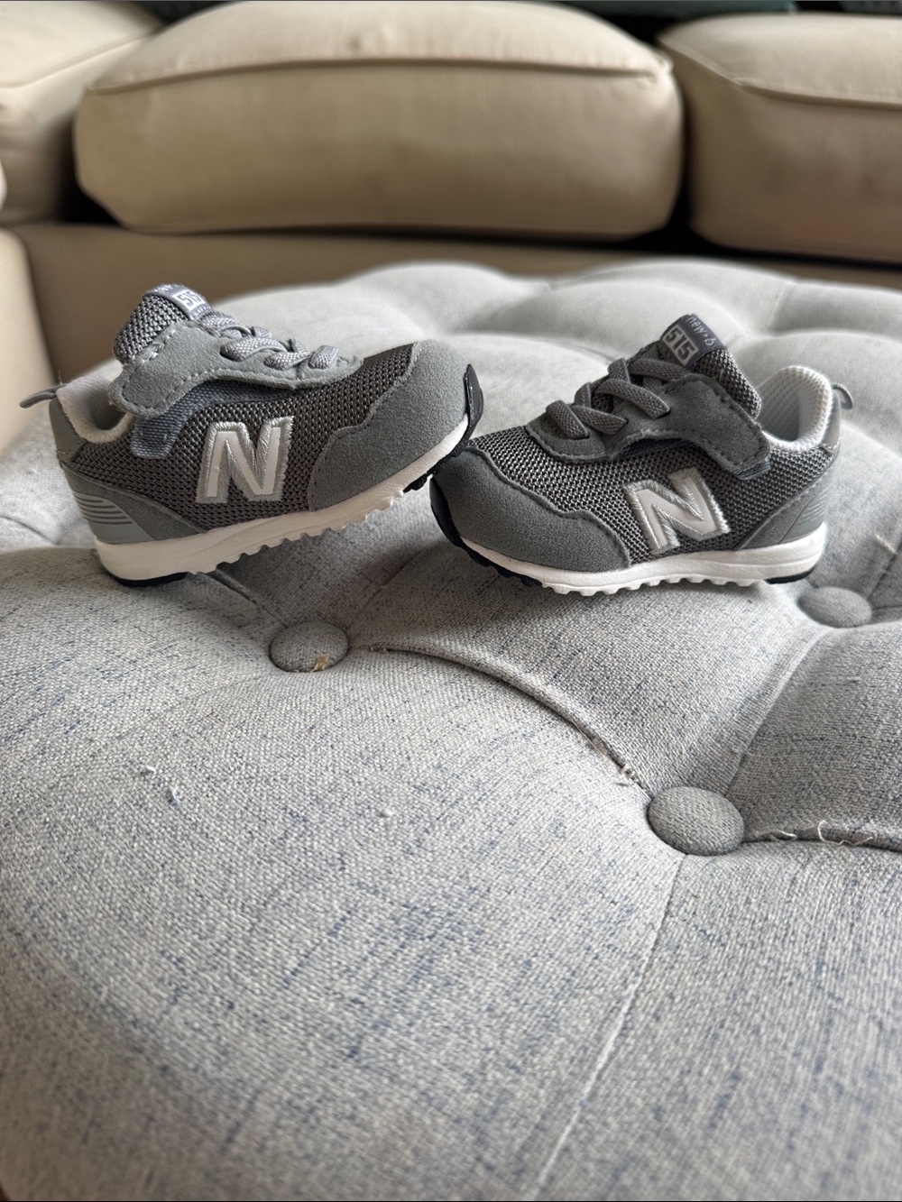 New Balance Kids Gray Mesh & Suede Hook-and-Loop Sneakers